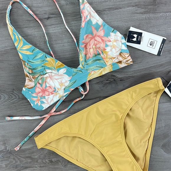 ☀️RIP CURL☀️ LA BONITA REVERSIBLE  CROP SURF ECO FULL PANT BIKINI SET - Picture 5 of 14
